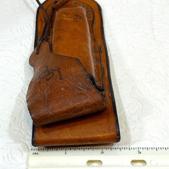 VTG '74 Handmade Brown Leather Tool/Knife Holder for Belt Rugged 6.5" Long - Picture 15 of 16